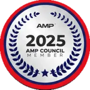 2025 AMP Council Member seal, awarded to Illuminate Low Voltage Lighting